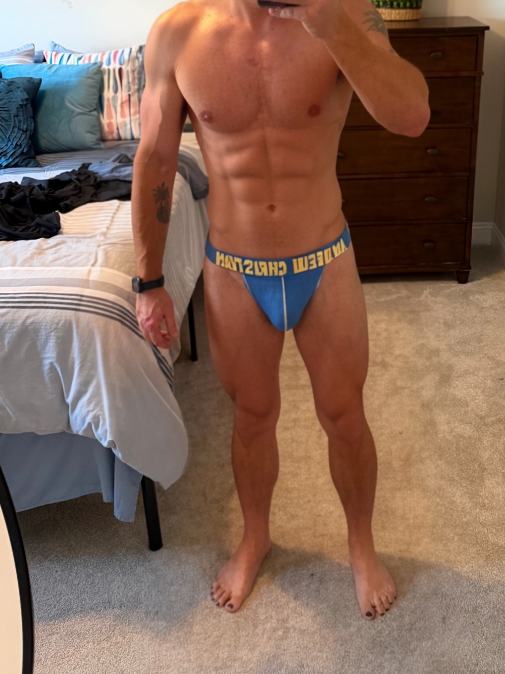 Men's Andrew Christian Thong Blue XXL